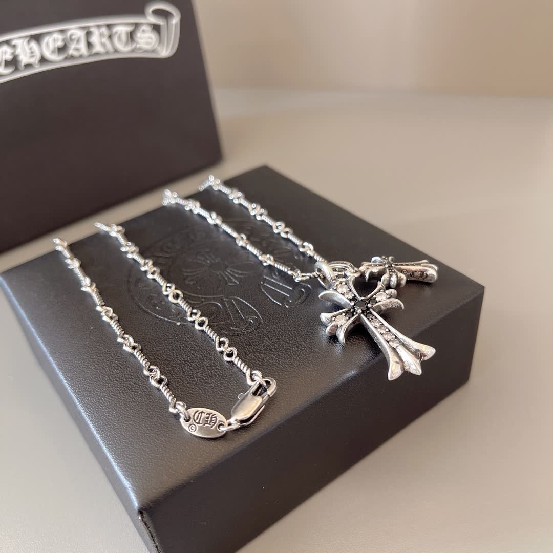 Chrome Hearts Silver Cross Pendant Necklace